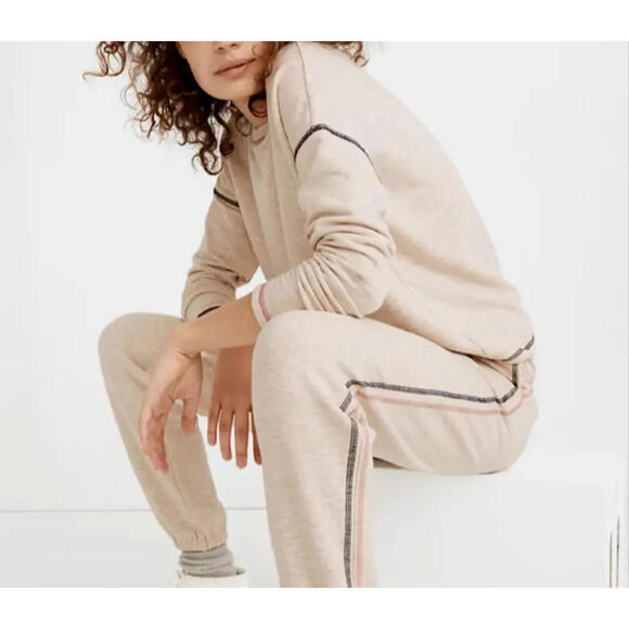 Madewell MWL Superbrushed Pullover Long Sleeve Easygoing Sweatshirt Oatmeal - Picture 5 of 9